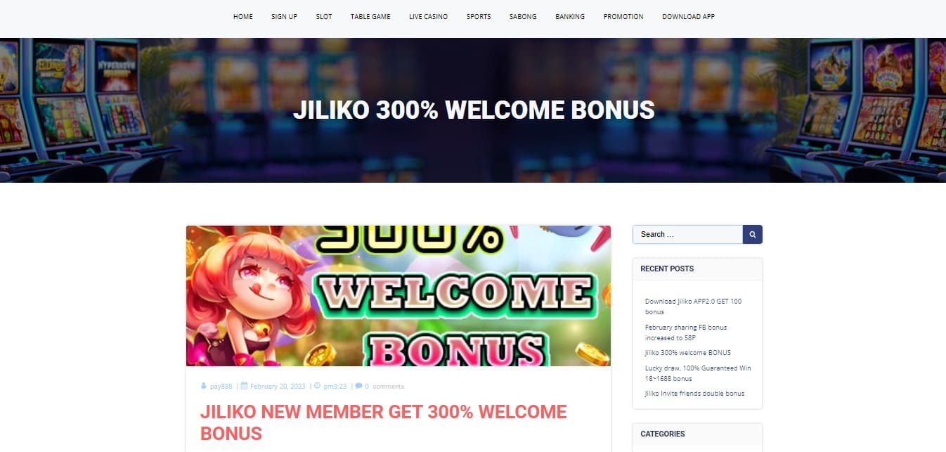 Jiliko Welcome bonus
