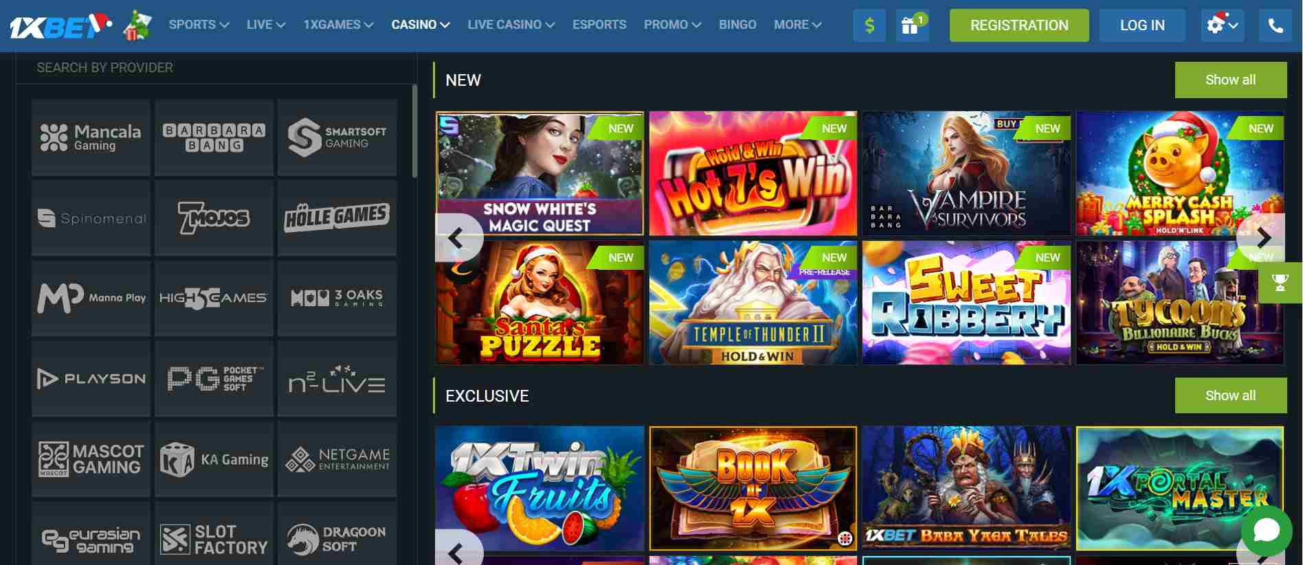 Casino games 1xbet Philippines
